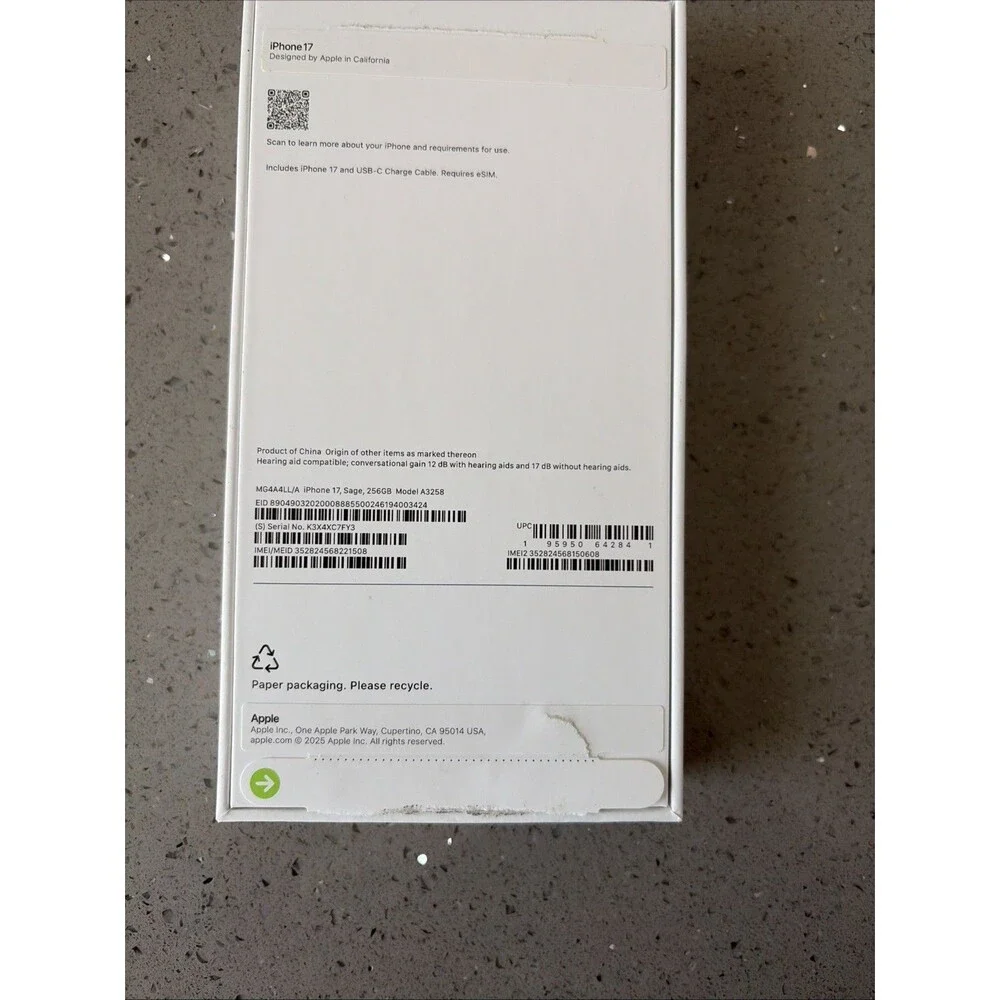 Apple iPhone 17 Sage 256 Gb (No Phone - Box Only)